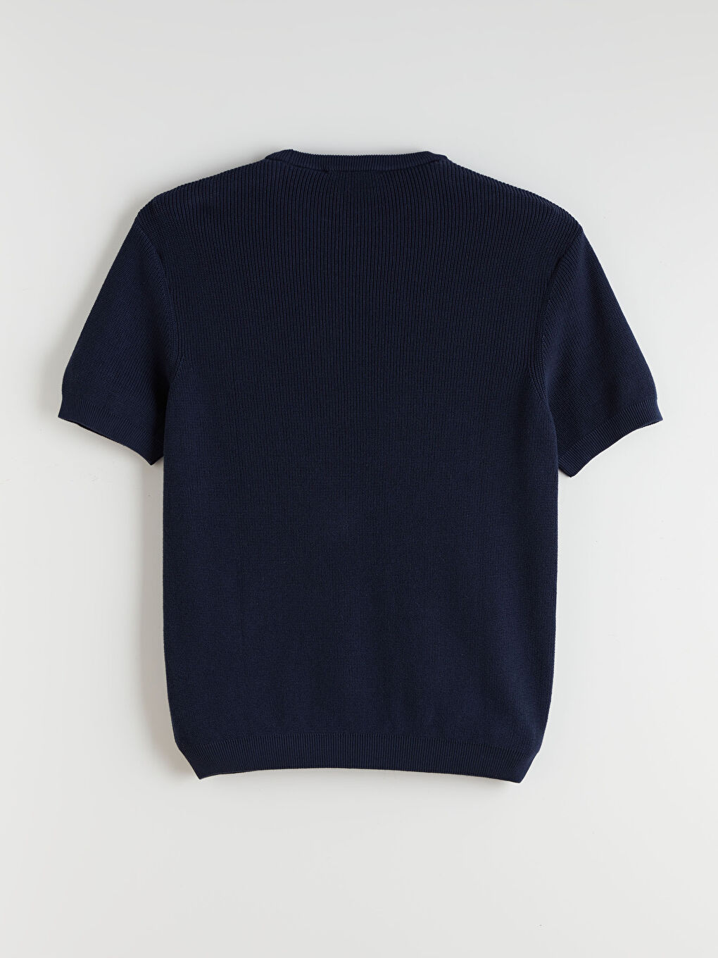 Lacivert Bisiklet Yaka Kısa Kollu Erkek Triko Kazak-6