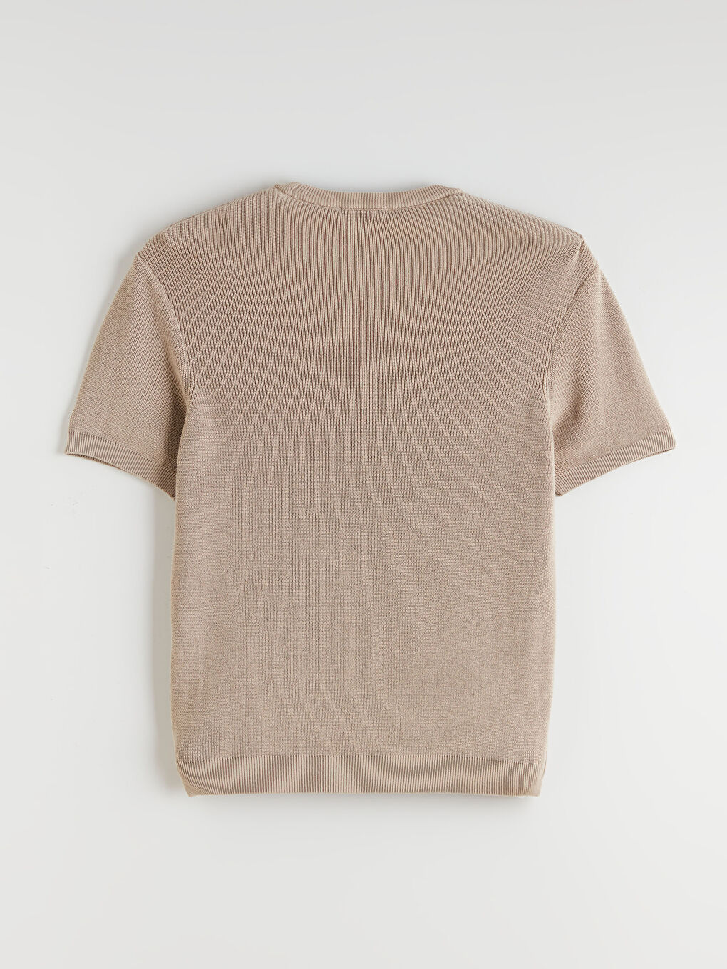 Bej Bisiklet Yaka Kısa Kollu Erkek Triko Kazak-5
