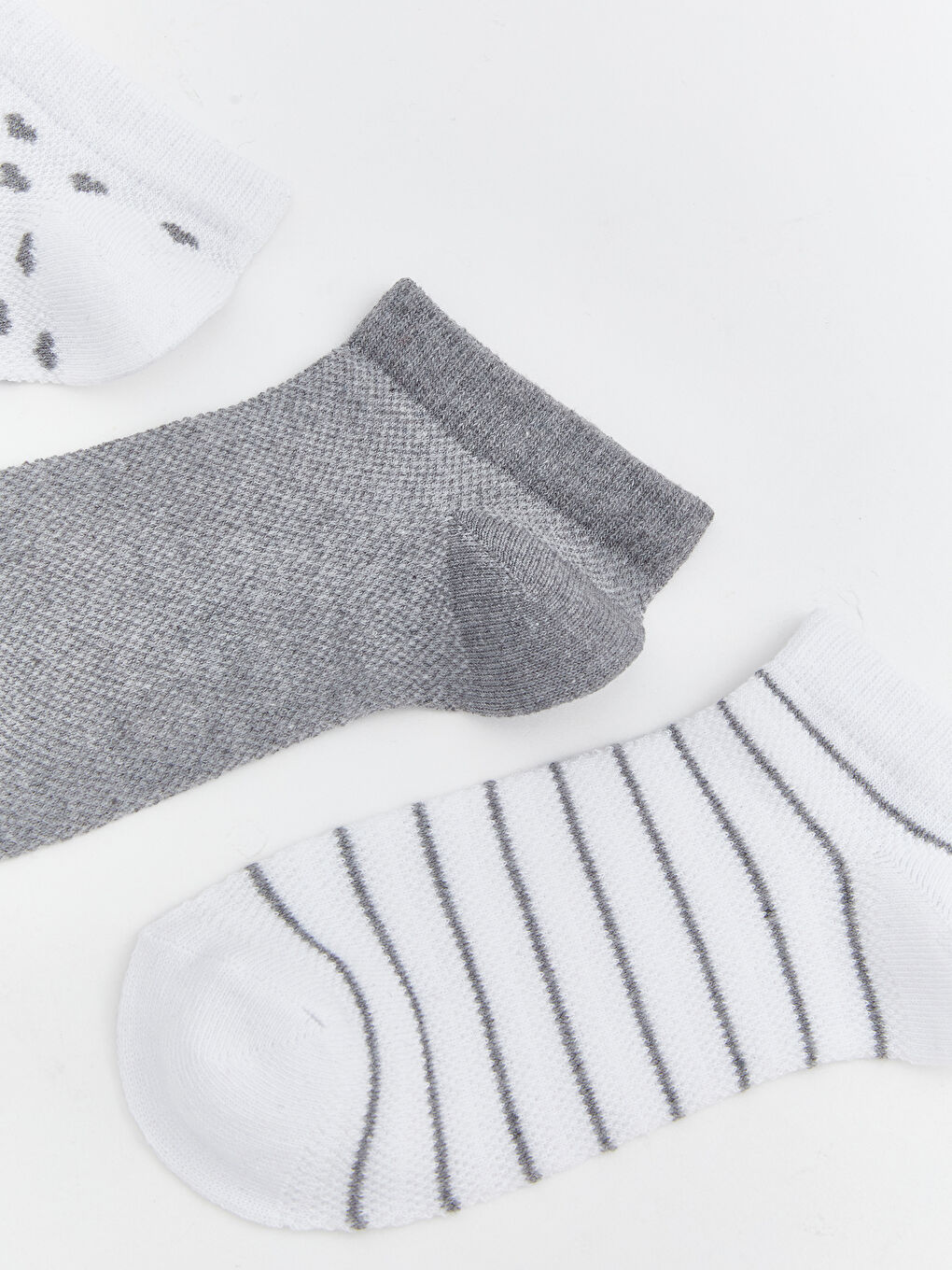 Ekru Desenli Kadın Patik Çorap 3'lü-1