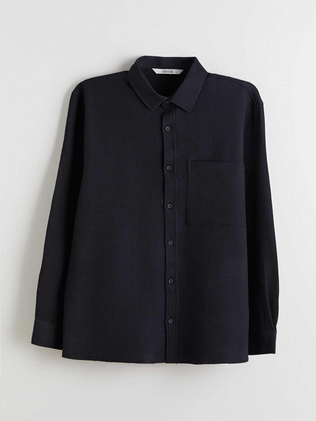 Siyah Regular Fit Uzun Kollu Erkek Gömlek-4