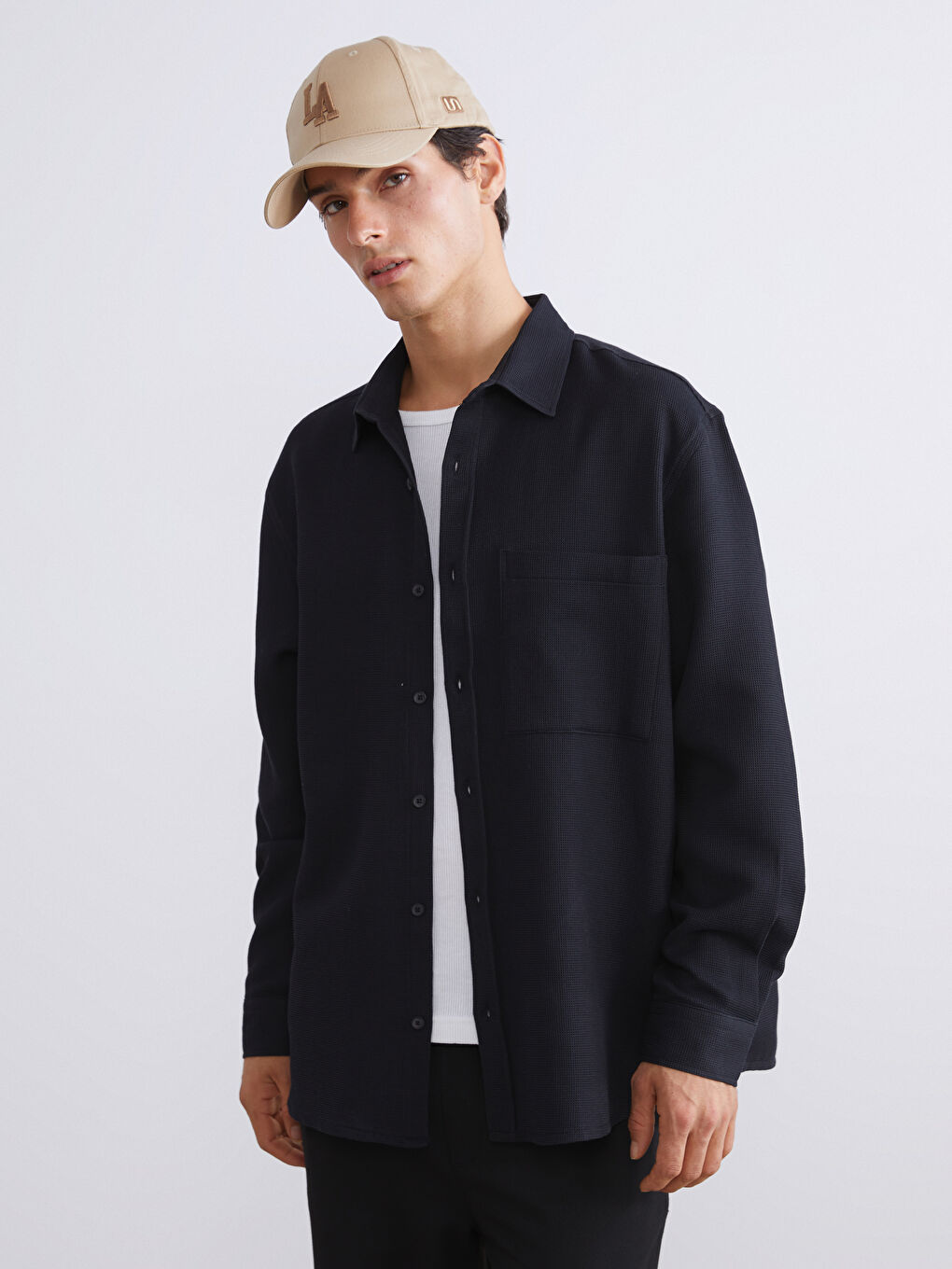 Siyah Regular Fit Uzun Kollu Erkek Gömlek