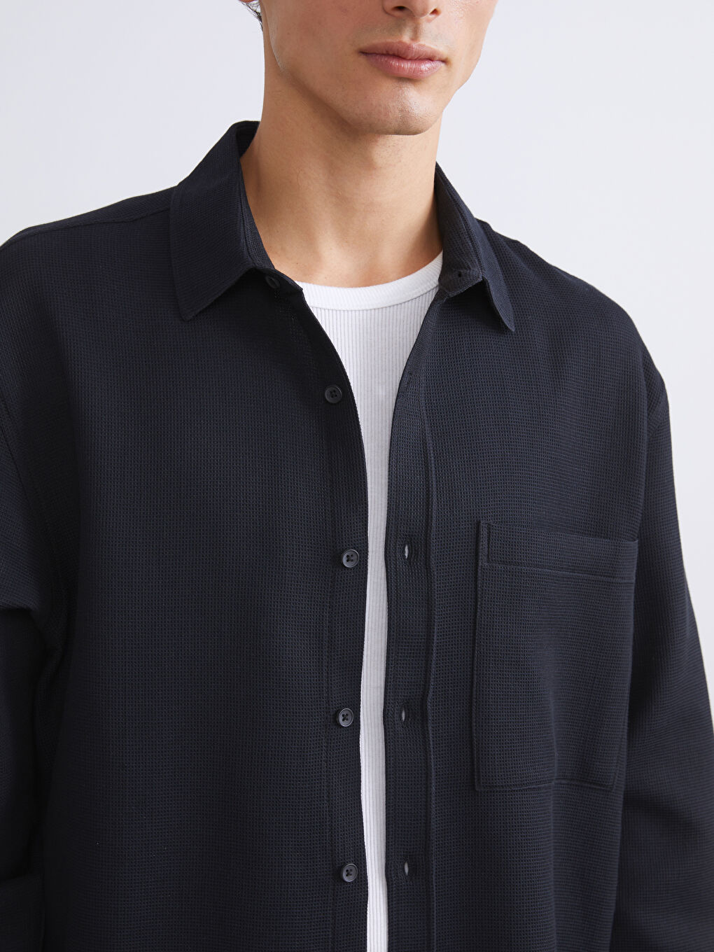 Siyah Regular Fit Uzun Kollu Erkek Gömlek-2