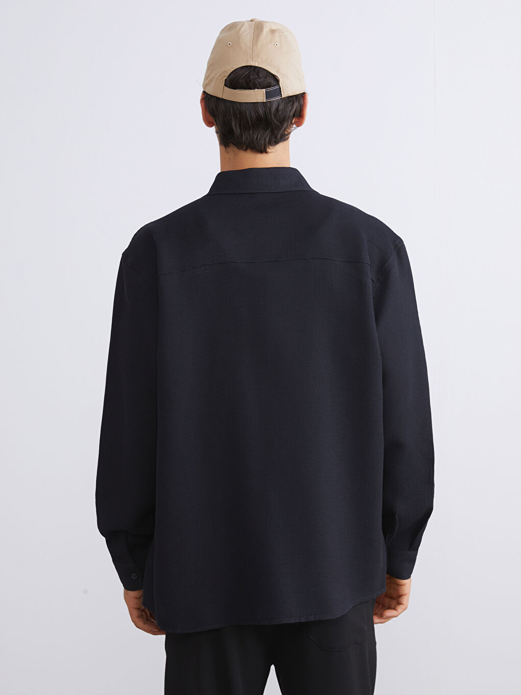 Siyah Regular Fit Uzun Kollu Erkek Gömlek-3