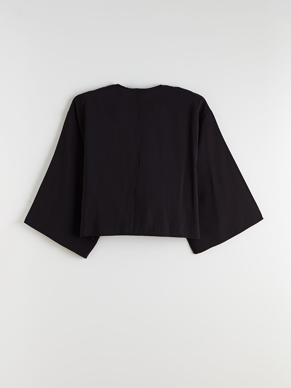 Siyah Kruvaze Yaka Oversize Kadın Kimono-5