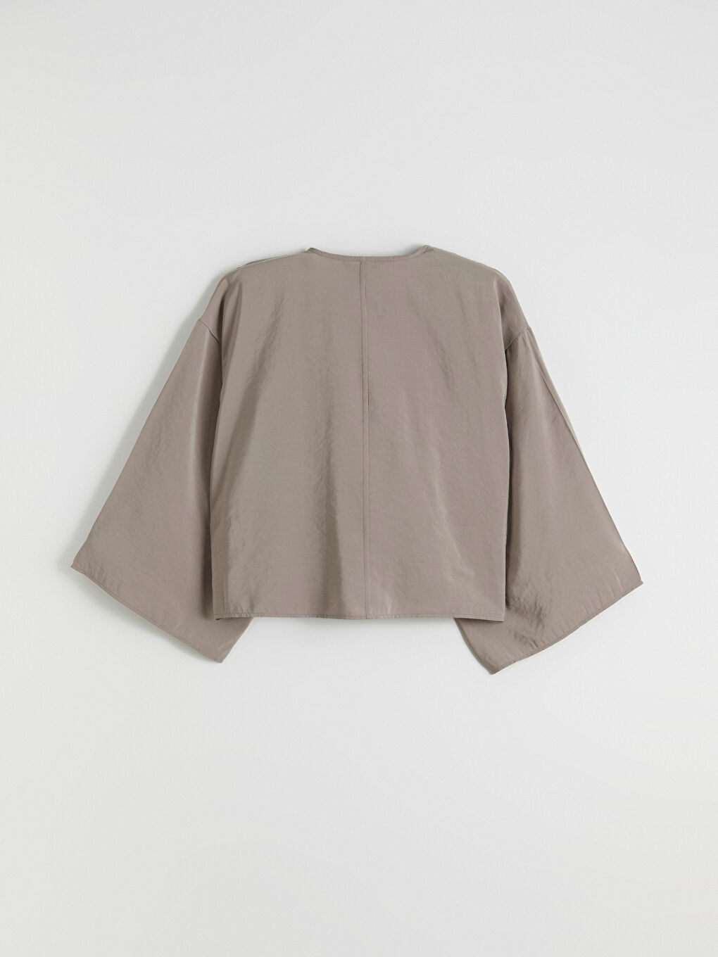 Gri Kruvaze Yaka Oversize Kadın Kimono-5