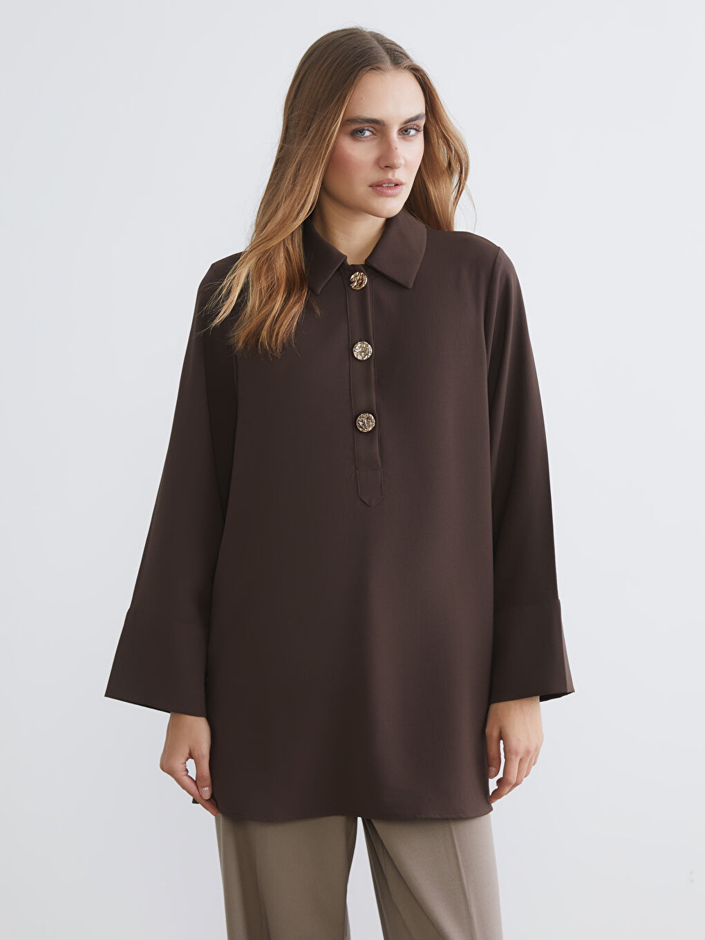 Collared Neck Oversize Women's Tunic