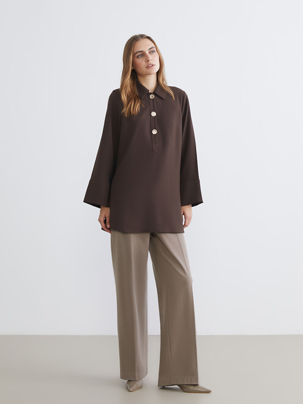 Collared Neck Oversize Women's Tunic-1