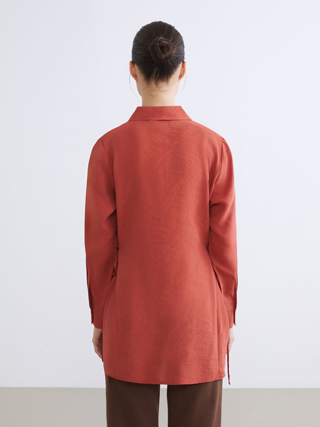 Kahverengi Kadın Gömlek Tunik-3