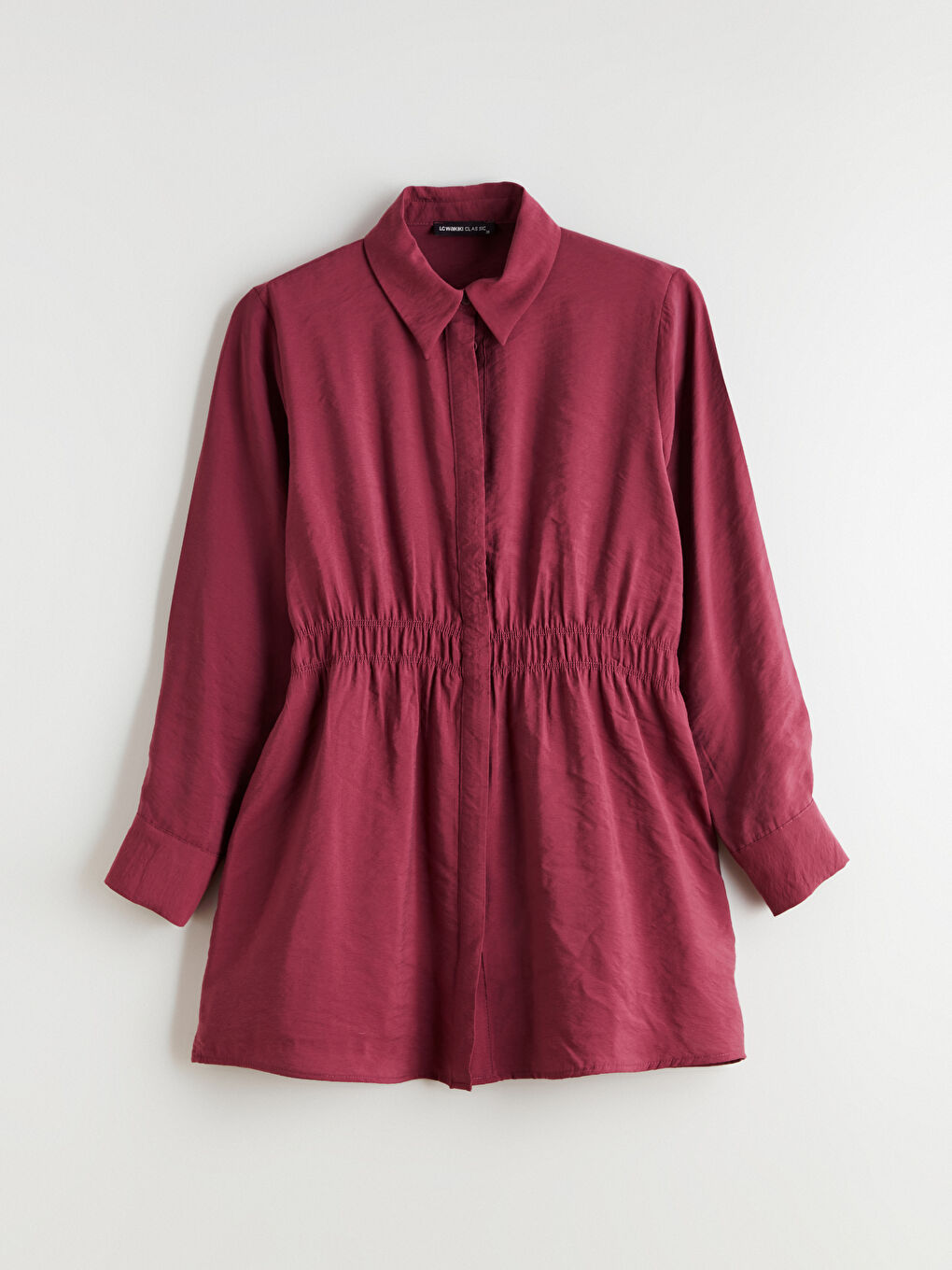 Bordo Oversize Modal Karışımlı Kadın Gömlek Tunik-4