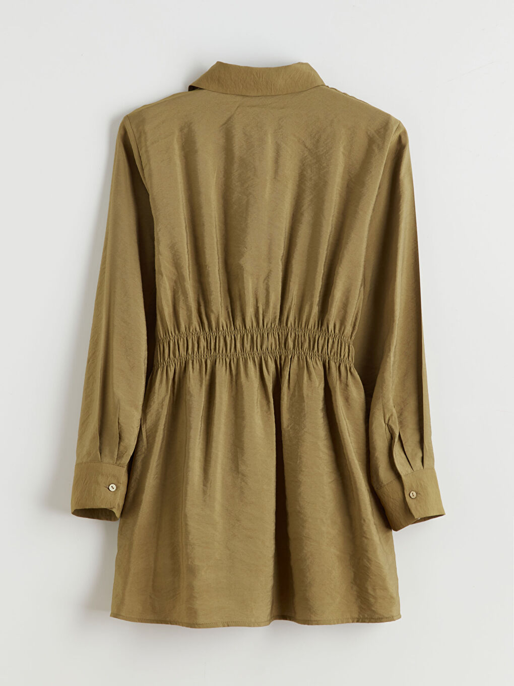 Haki Oversize Modal Karışımlı Kadın Gömlek Tunik-5