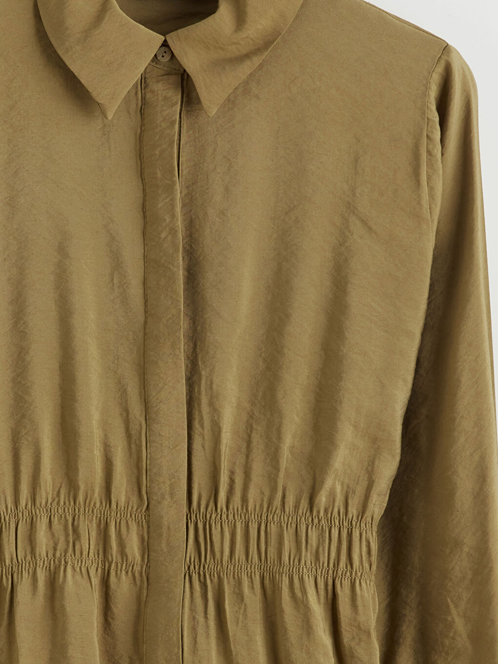 Haki Oversize Modal Karışımlı Kadın Gömlek Tunik-6