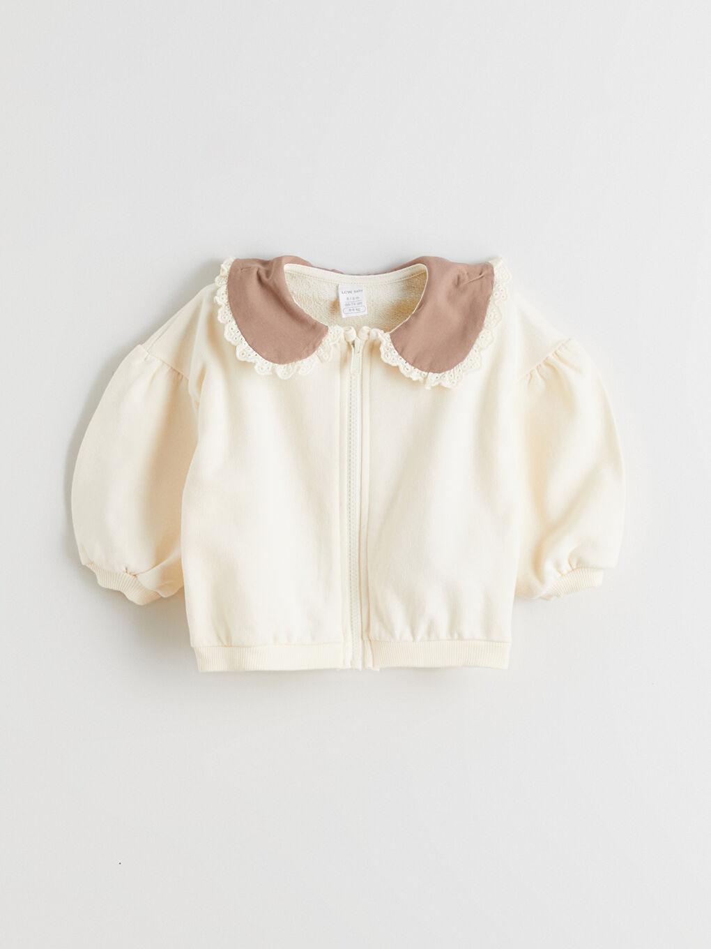 Ekru Bebe Yaka Kız Bebek Hırka ve Pantolon-1