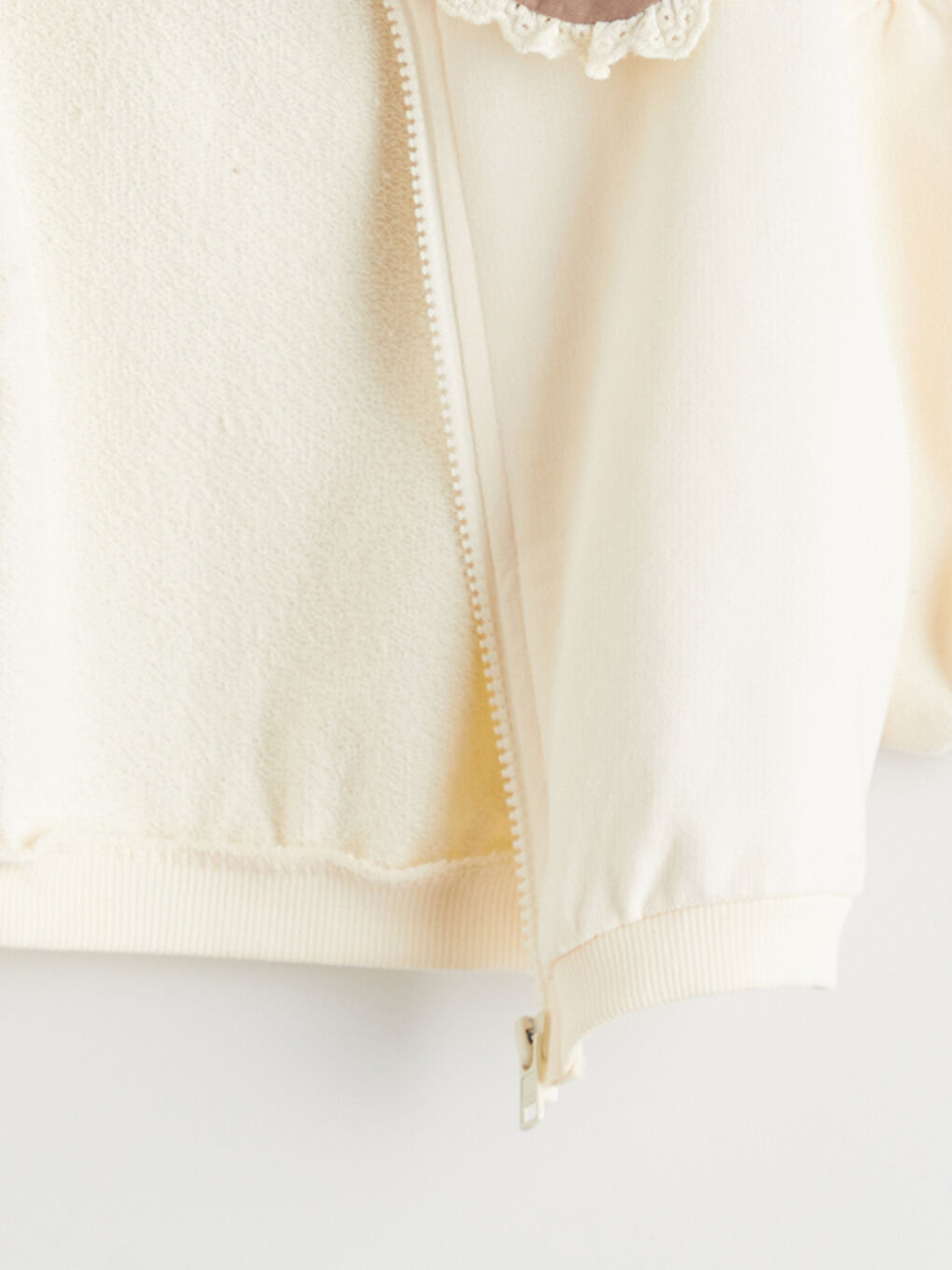 Ekru Bebe Yaka Kız Bebek Hırka ve Pantolon-2