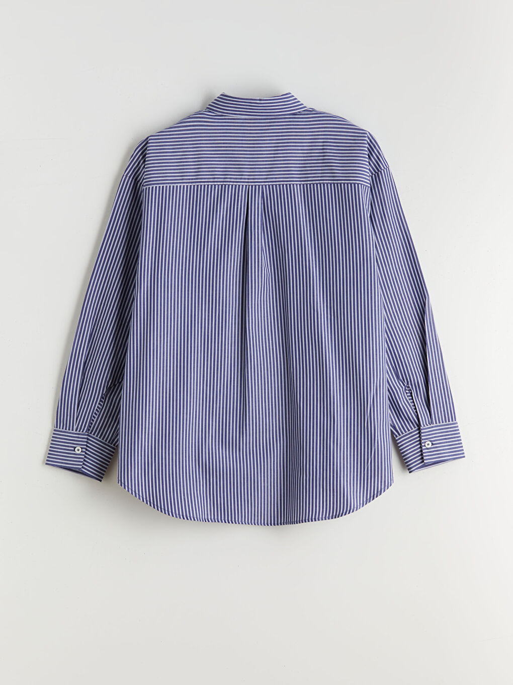 Lacivert Çizgili Oversize Kadın Gömlek-5