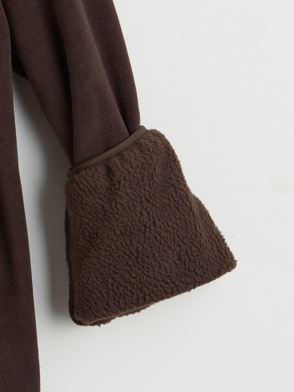 Kahverengi Dik Yaka Kadın Polar Hırka-5