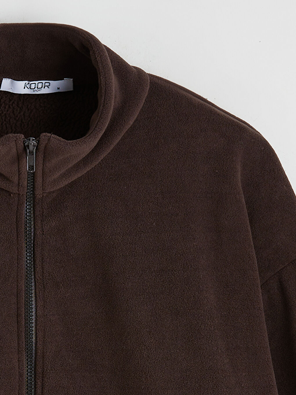 Kahverengi Dik Yaka Kadın Polar Hırka-6