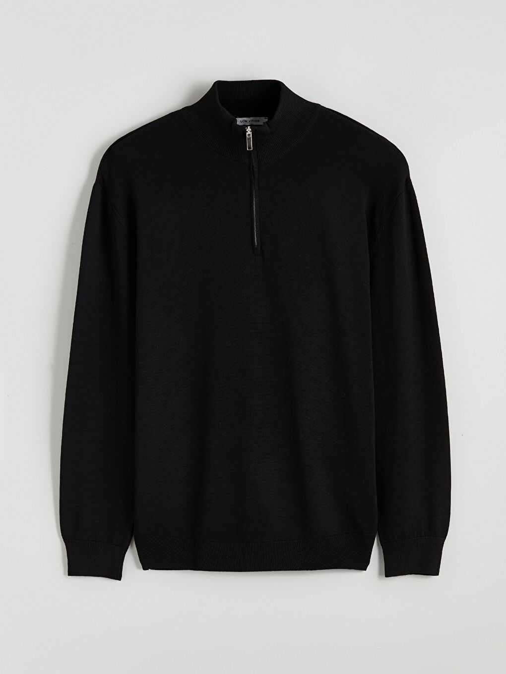 Siyah Fermuarlı Dik Yaka Erkek Triko Kazak-4