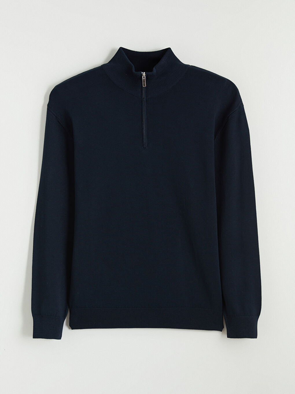 Lacivert Fermuarlı Dik Yaka Erkek Triko Kazak-4