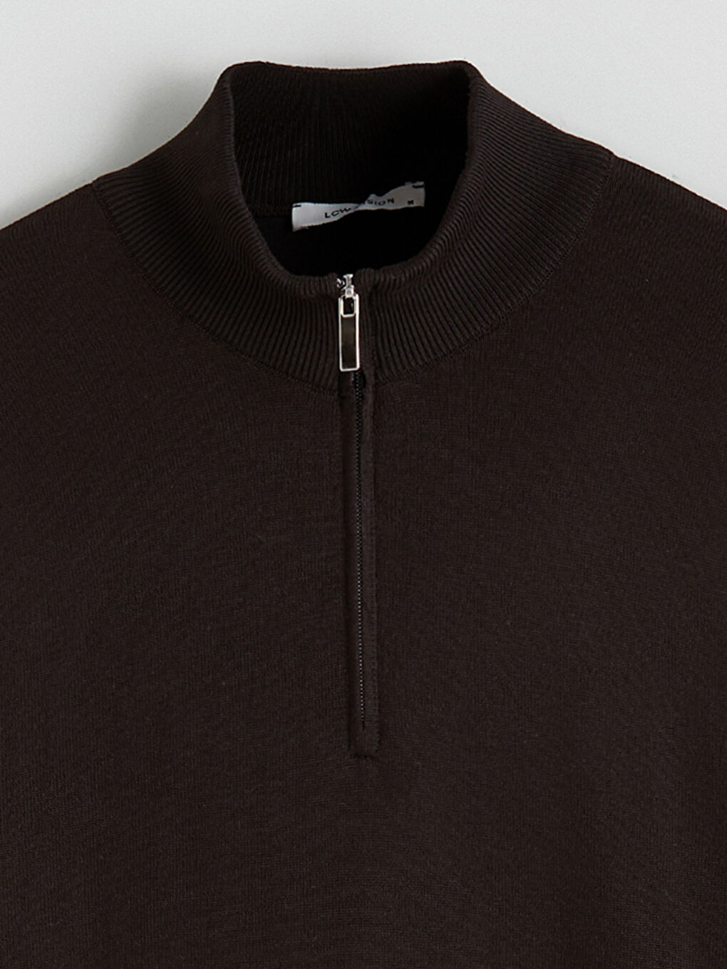 Kahverengi Fermuarlı Dik Yaka Erkek Triko Kazak-5