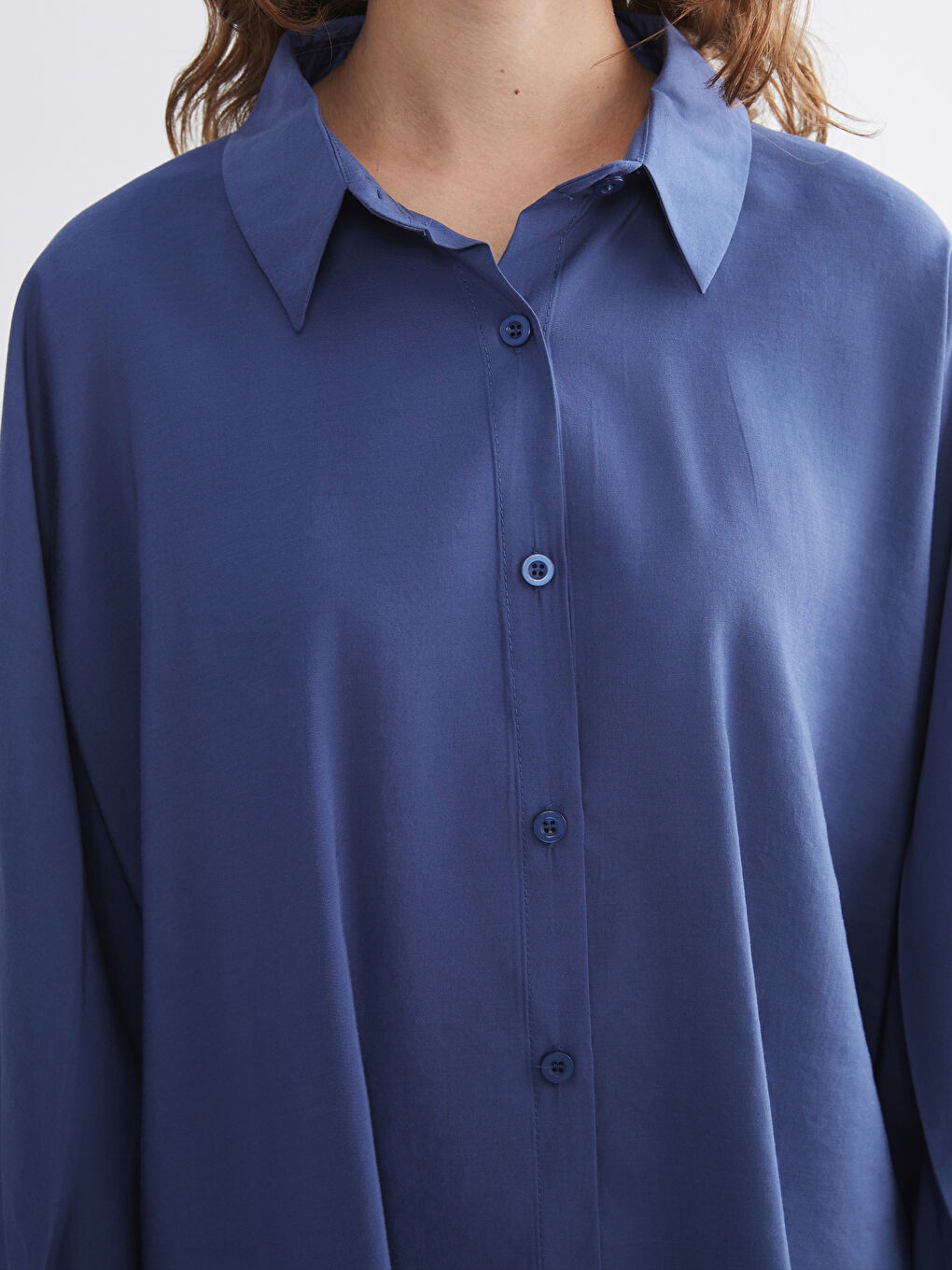 Mavi Oversize Kadın Gömlek Tunik-2