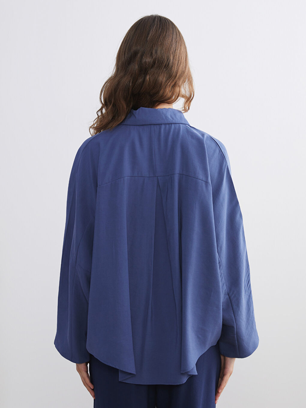 Mavi Oversize Kadın Gömlek Tunik-3