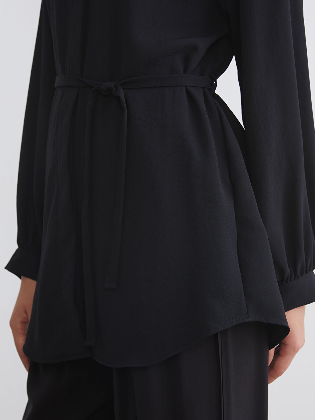 Siyah Oversize Kadın Gömlek Tunik-2