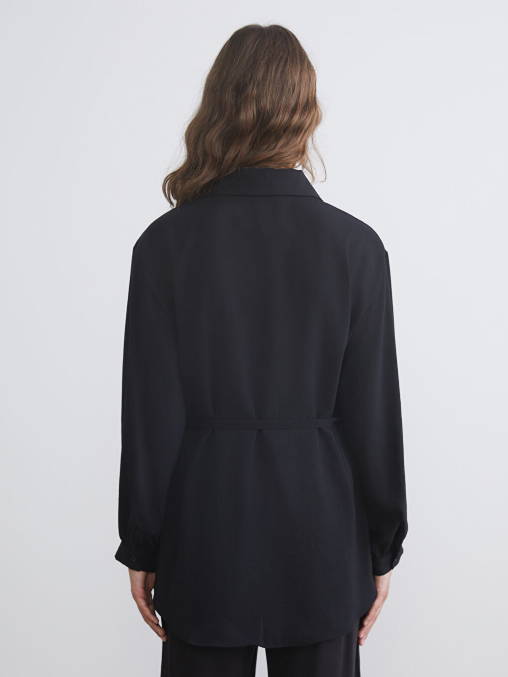 Siyah Oversize Kadın Gömlek Tunik-3