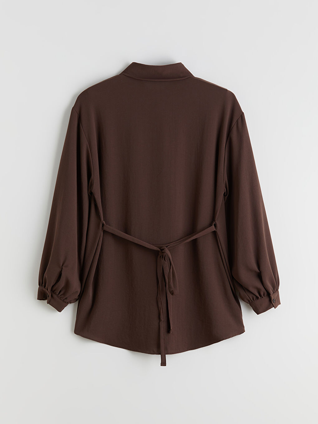 Kahverengi Oversize Kadın Gömlek Tunik-5