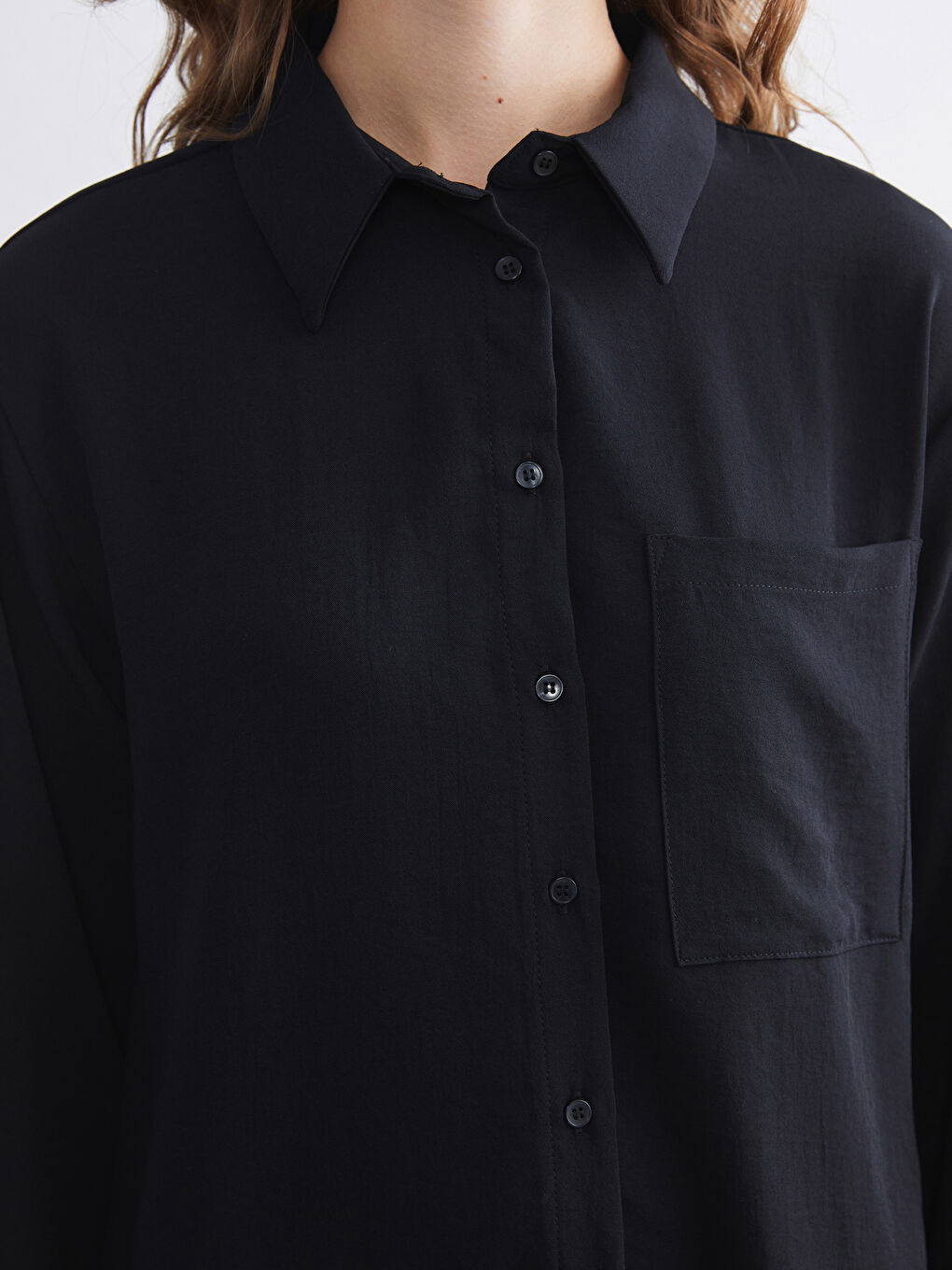 Siyah Cep Detaylı Kadın Gömlek Tunik-2