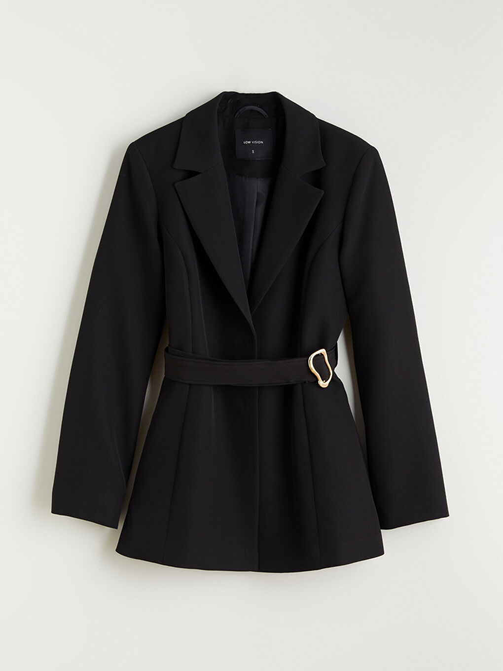 Siyah Beli Kemerli Kadın Blazer Ceket-4