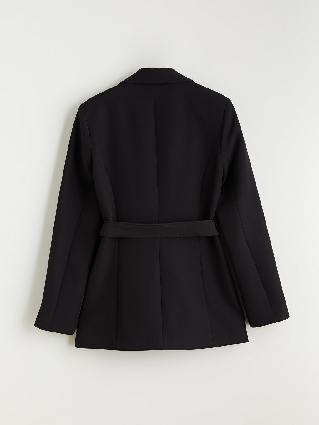 Siyah Beli Kemerli Kadın Blazer Ceket-6