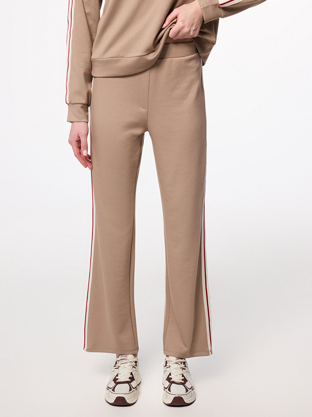 Kahverengi Beli Lastikli Kadın Pantolon-1