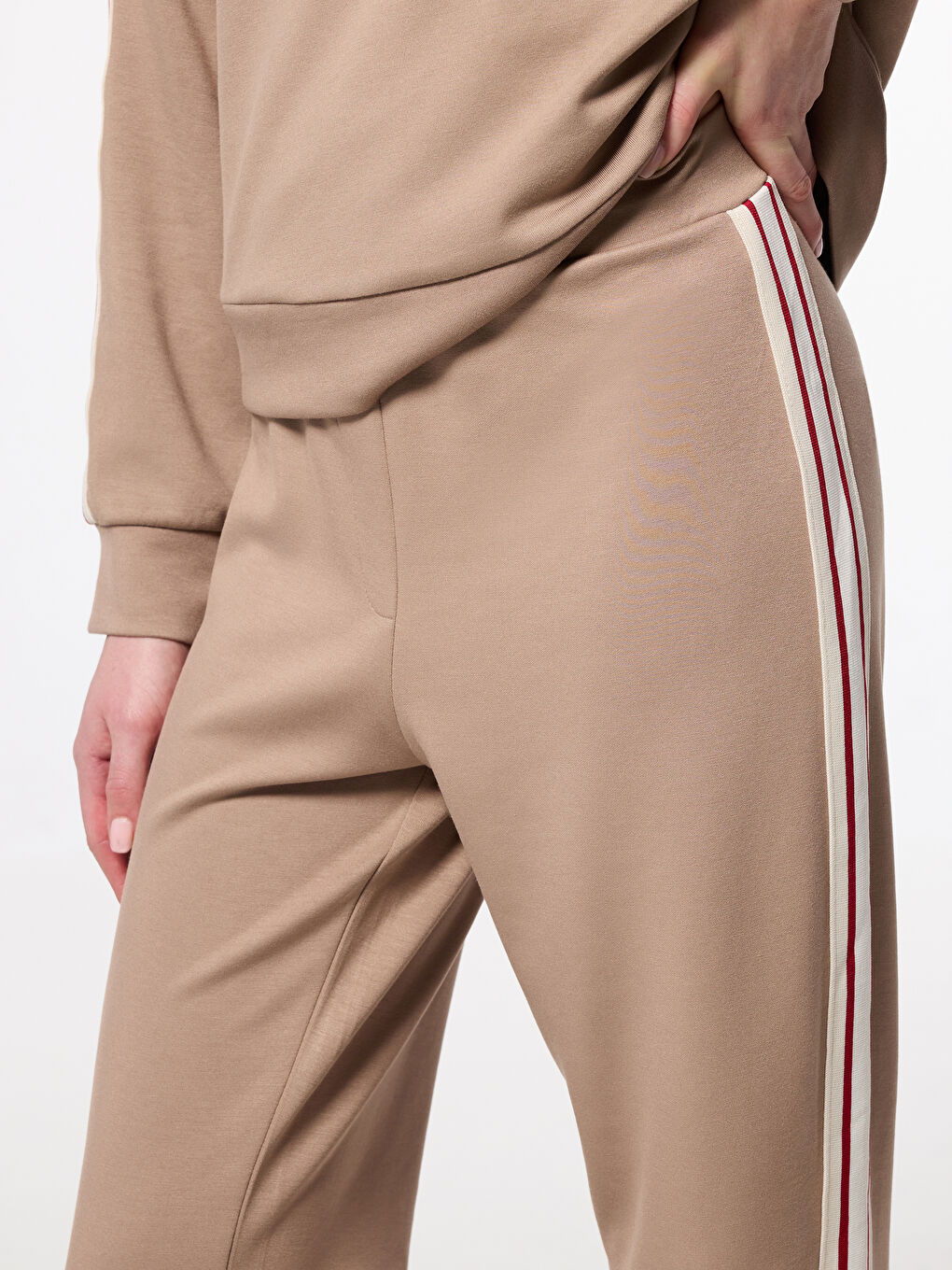 Kahverengi Beli Lastikli Kadın Pantolon-2