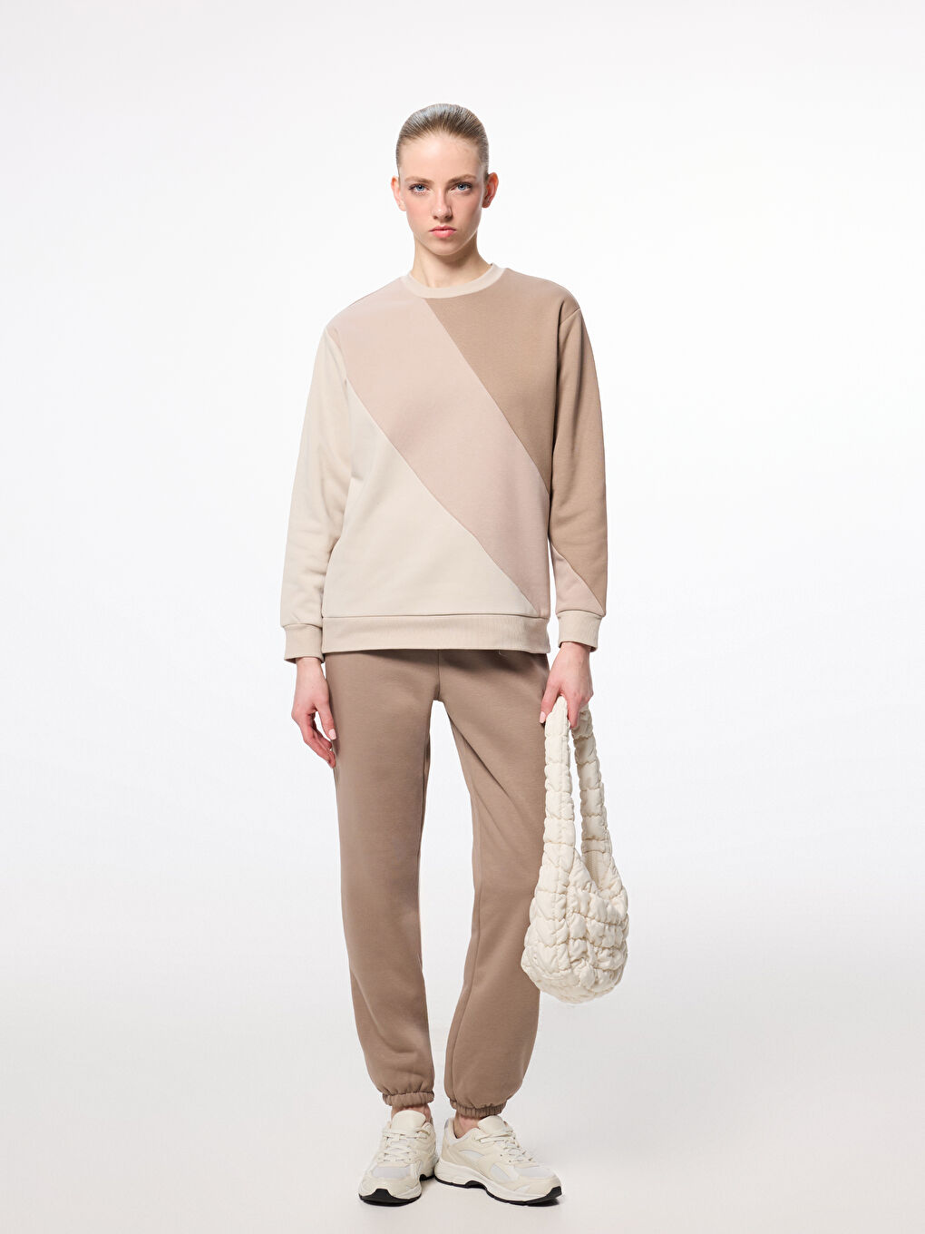 Kahverengi Beli Lastikli Kadın Jogger Eşofman Altı