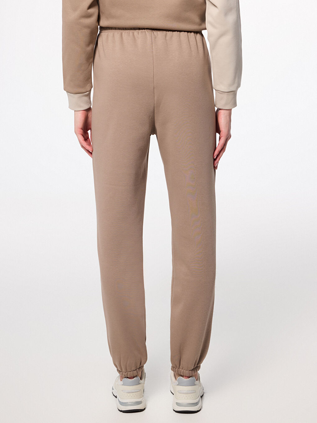 Kahverengi Beli Lastikli Kadın Jogger Eşofman Altı-3