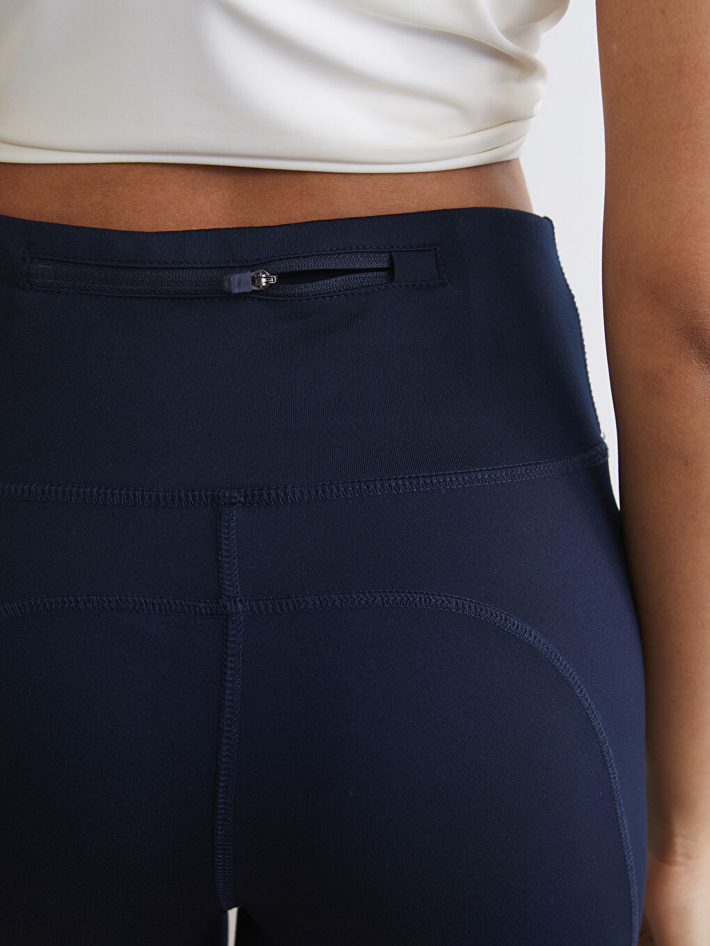 Lacivert Beli Lastikli Kadın Spor Tayt-2