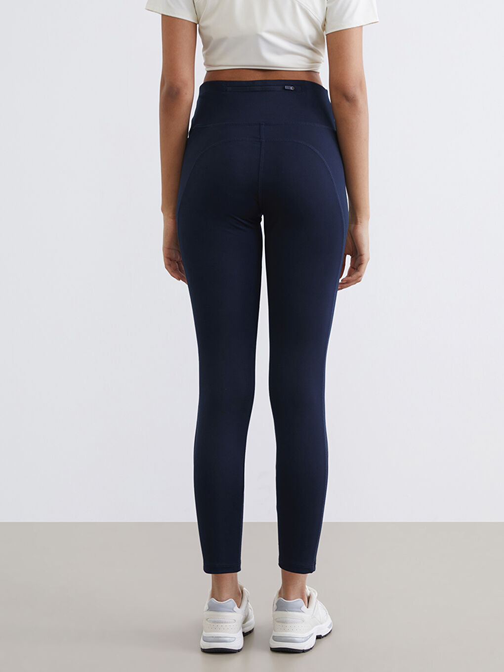 Lacivert Beli Lastikli Kadın Spor Tayt-4