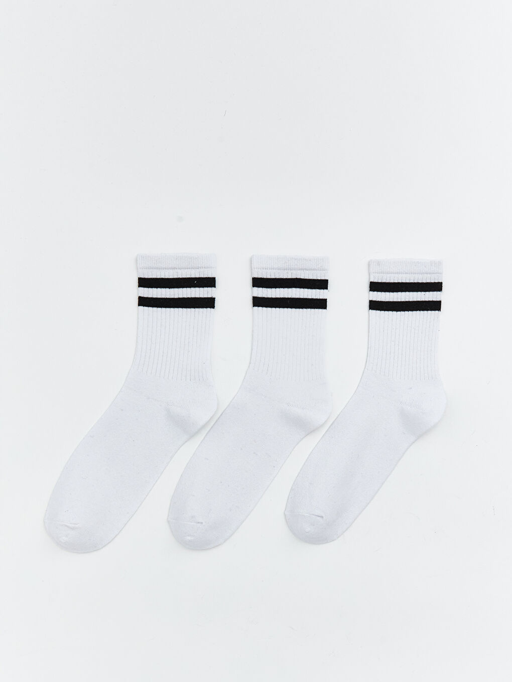 Beyaz Çizgili Erkek Çocuk Soket Çorap 3'lü