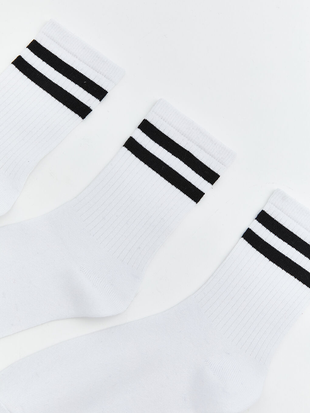 Beyaz Çizgili Erkek Çocuk Soket Çorap 3'lü-1