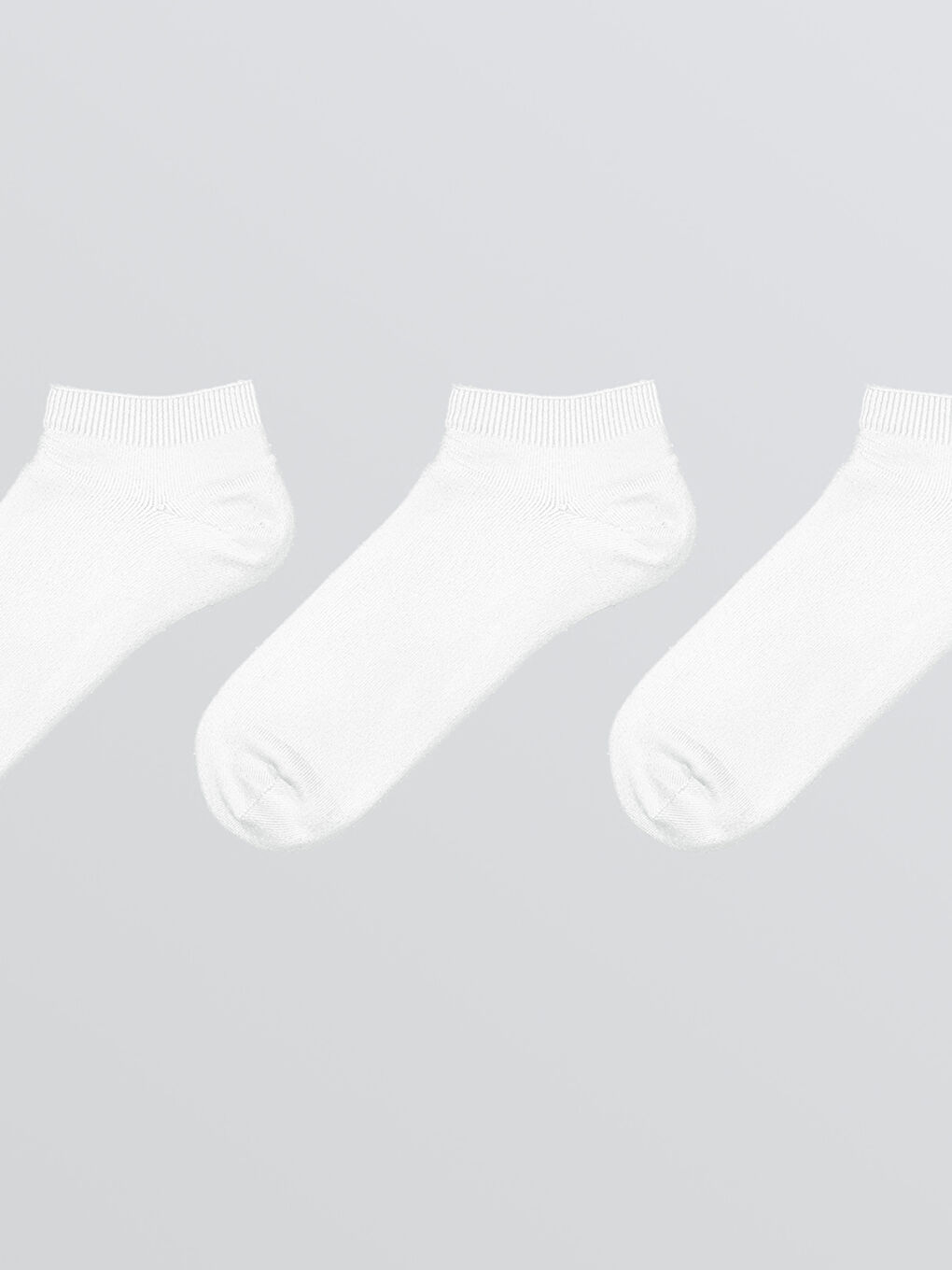 Beyaz Bambu Erkek Patik Çorap 3'lü-1