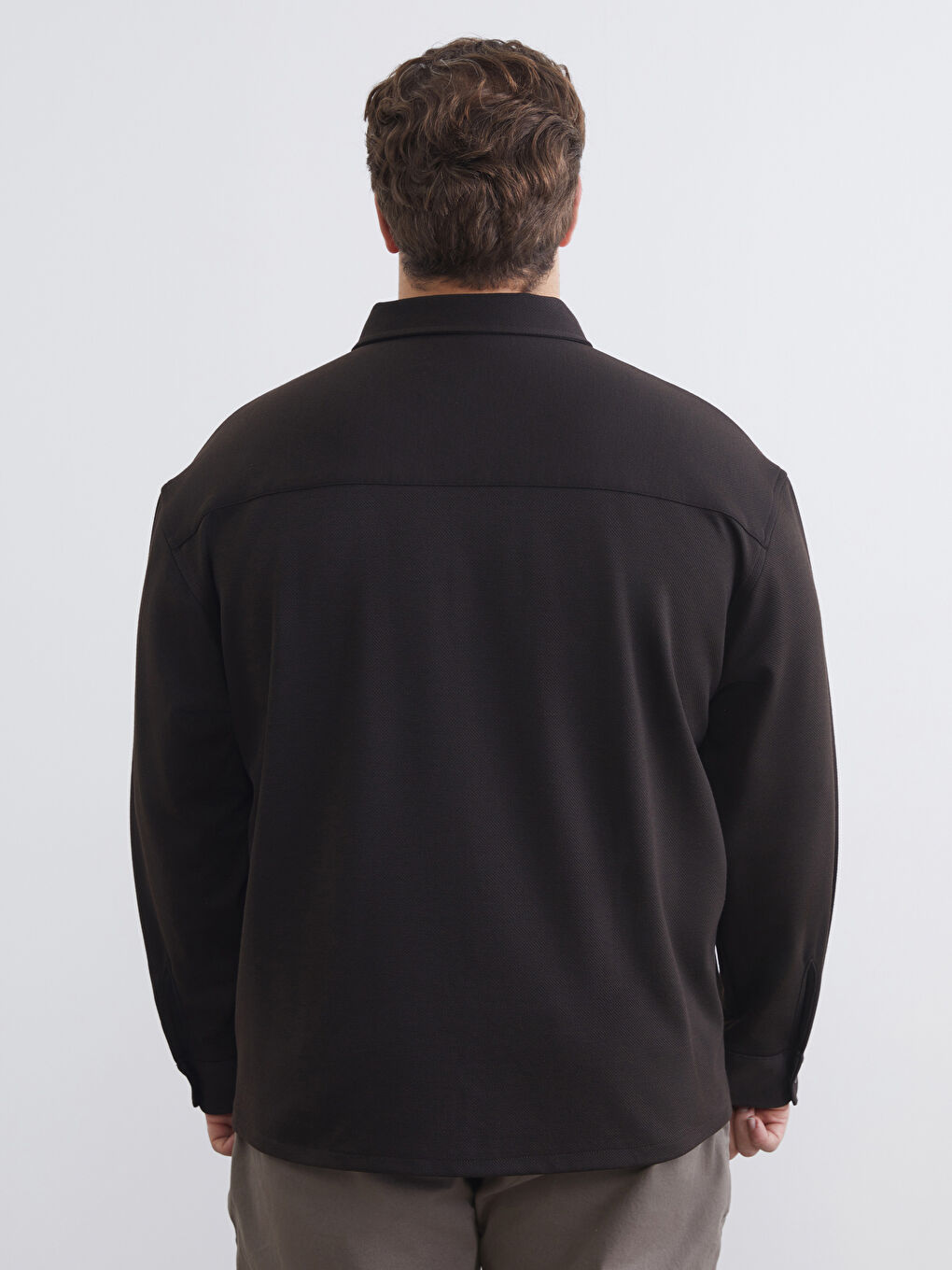 Kahverengi Büyük Beden Regular Fit Uzun Kollu Erkek Gömlek-7