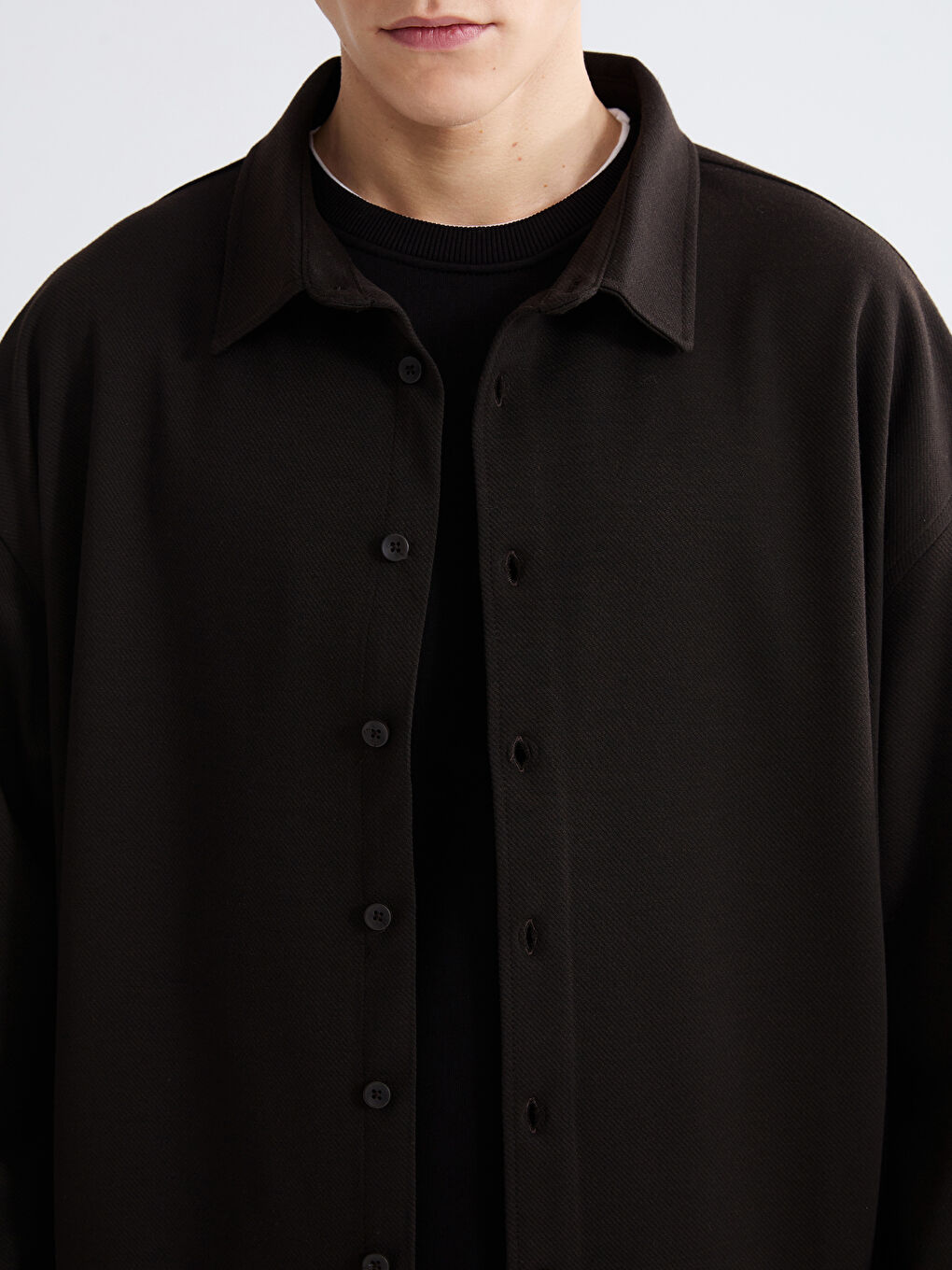 Kahverengi Büyük Beden Regular Fit Uzun Kollu Erkek Gömlek-3