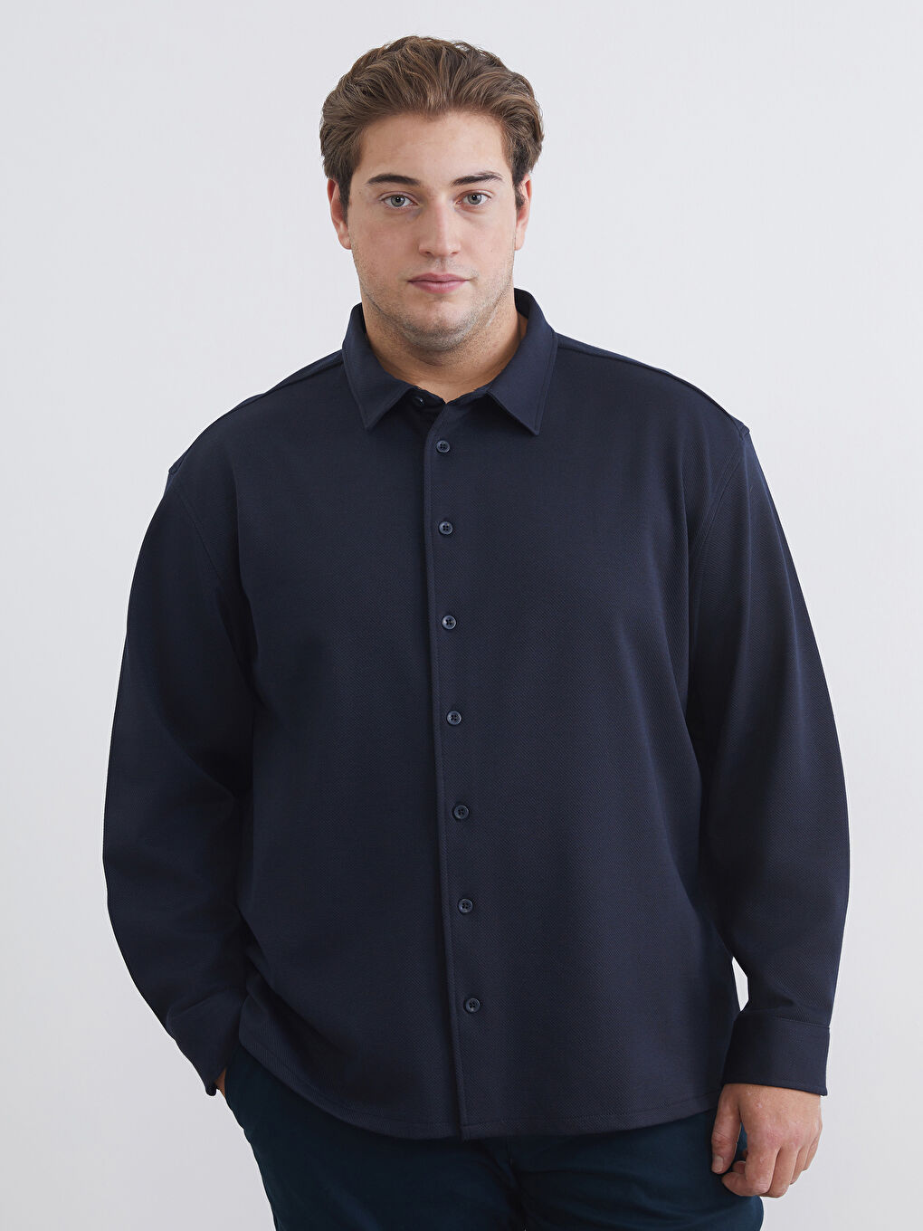 Мужчины Синий Рубашка-1