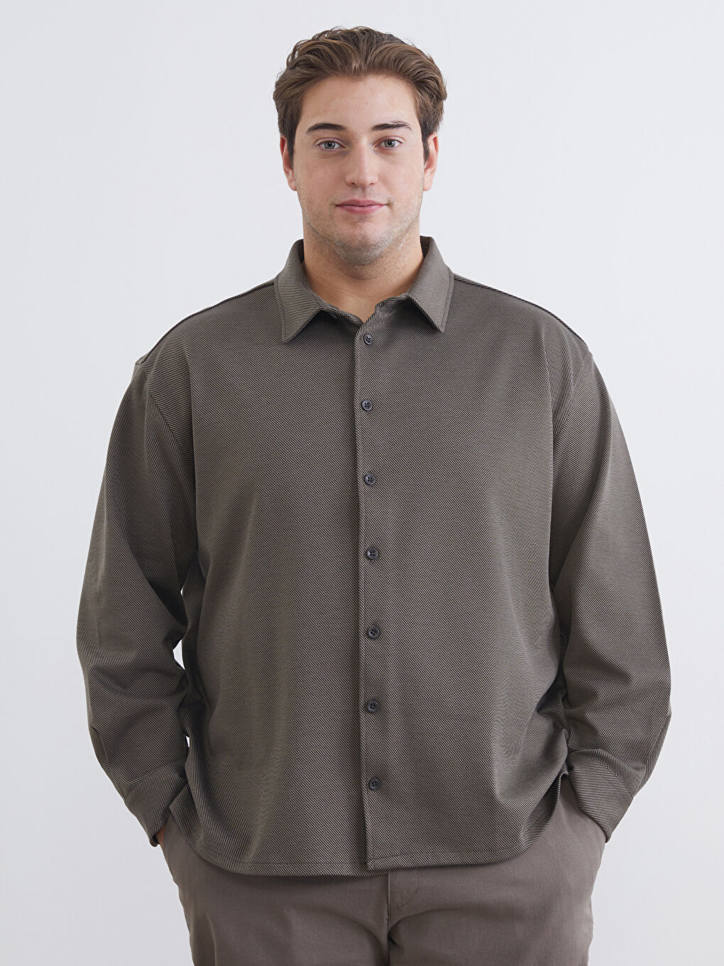 Мужчины Хаки Рубашка-1