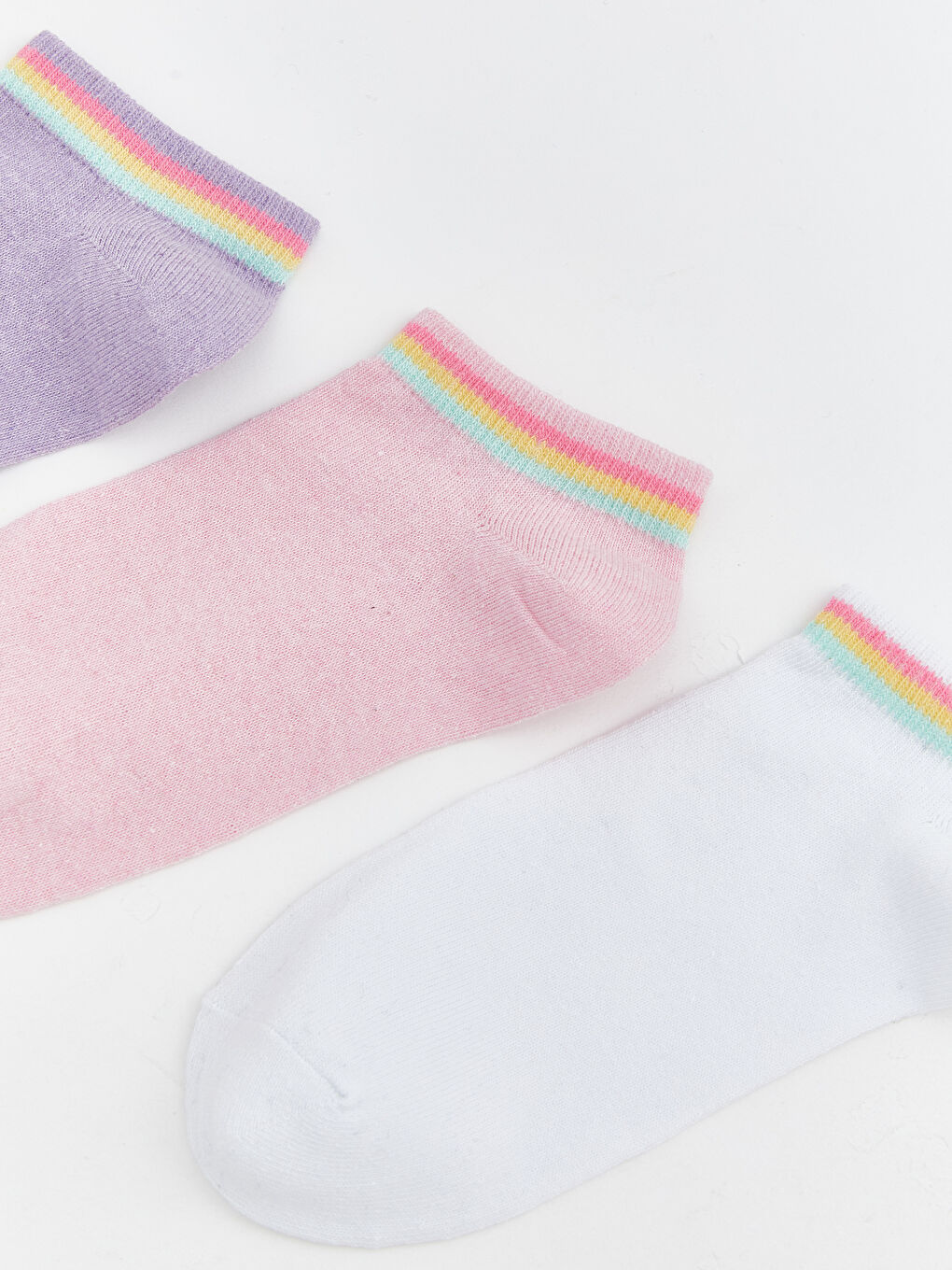 Lila Kız Çocuk Patik Çorap 3'lü-1