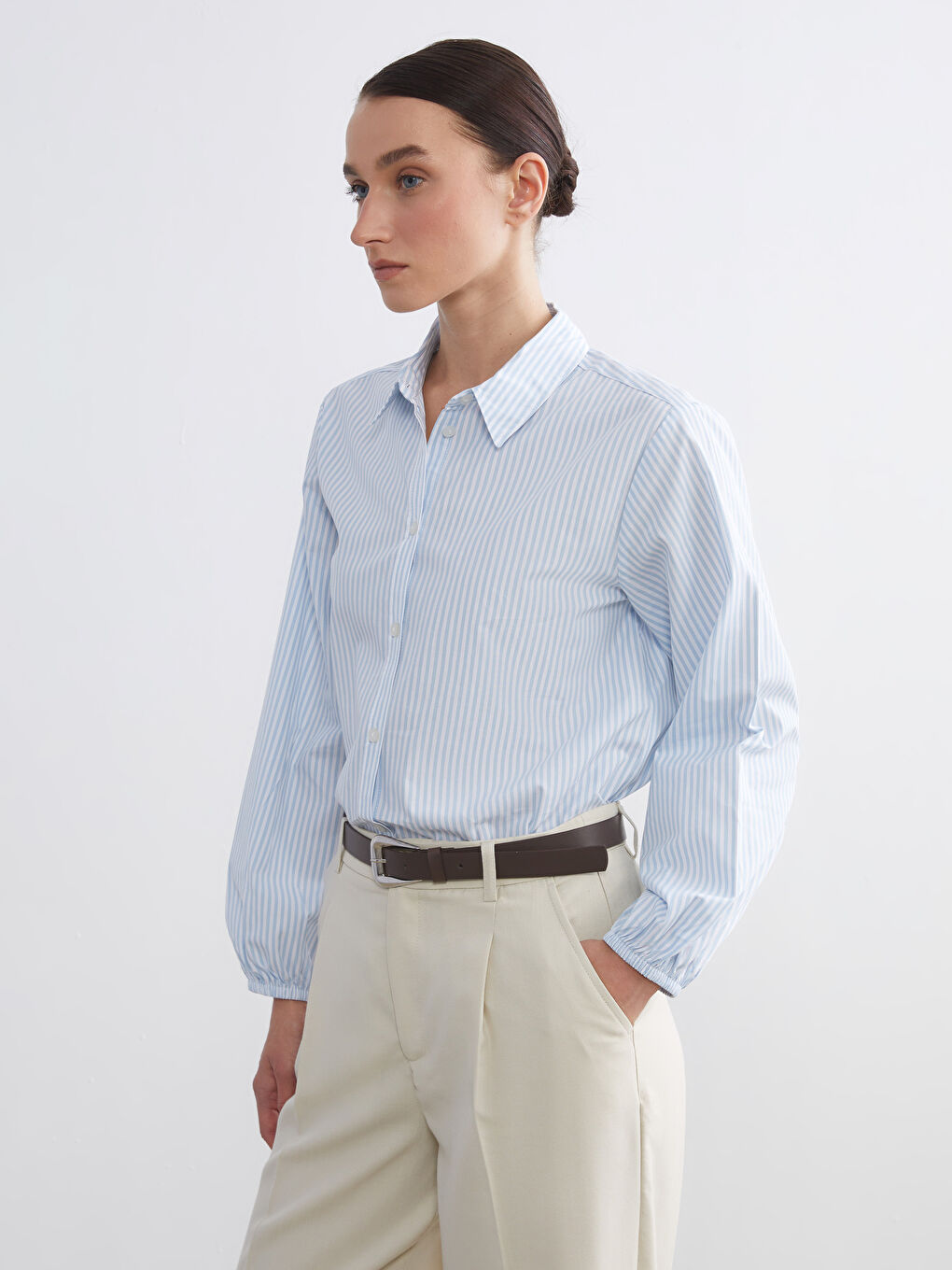 Striped Poplin Women's Shirt