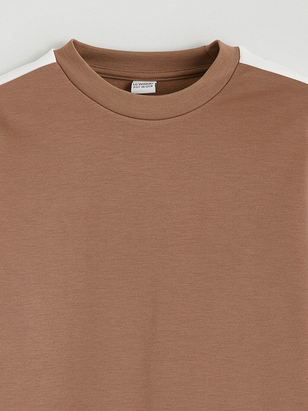 Kahverengi Şeritli Kız Çocuk Soft Touch Sweatshirt-1
