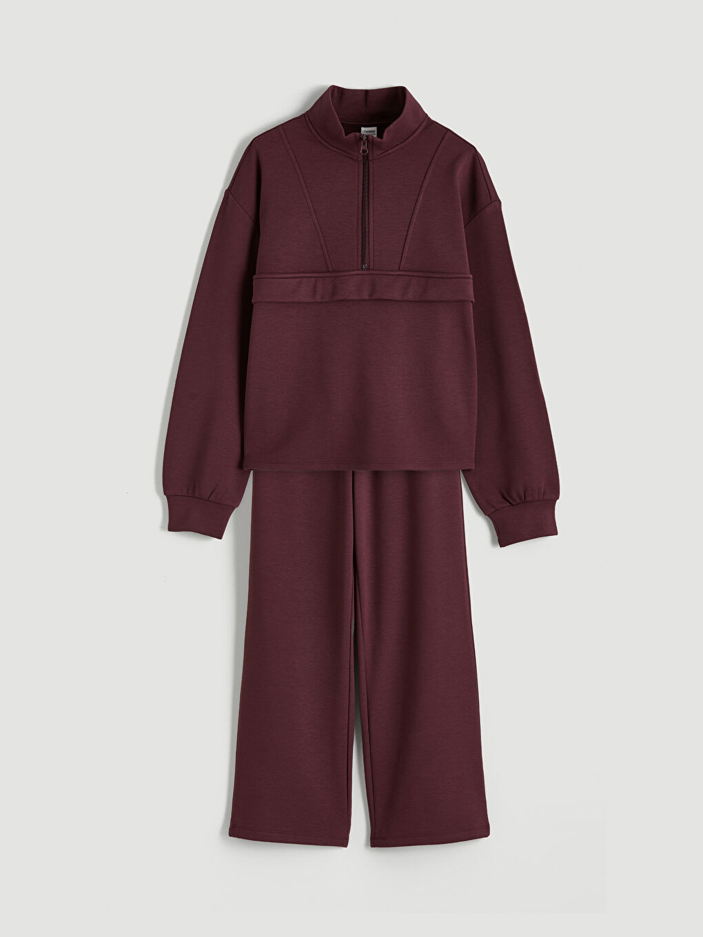 Mürdüm Dik Yaka Kız Çocuk Sweatshirt ve Eşofman Altı-1