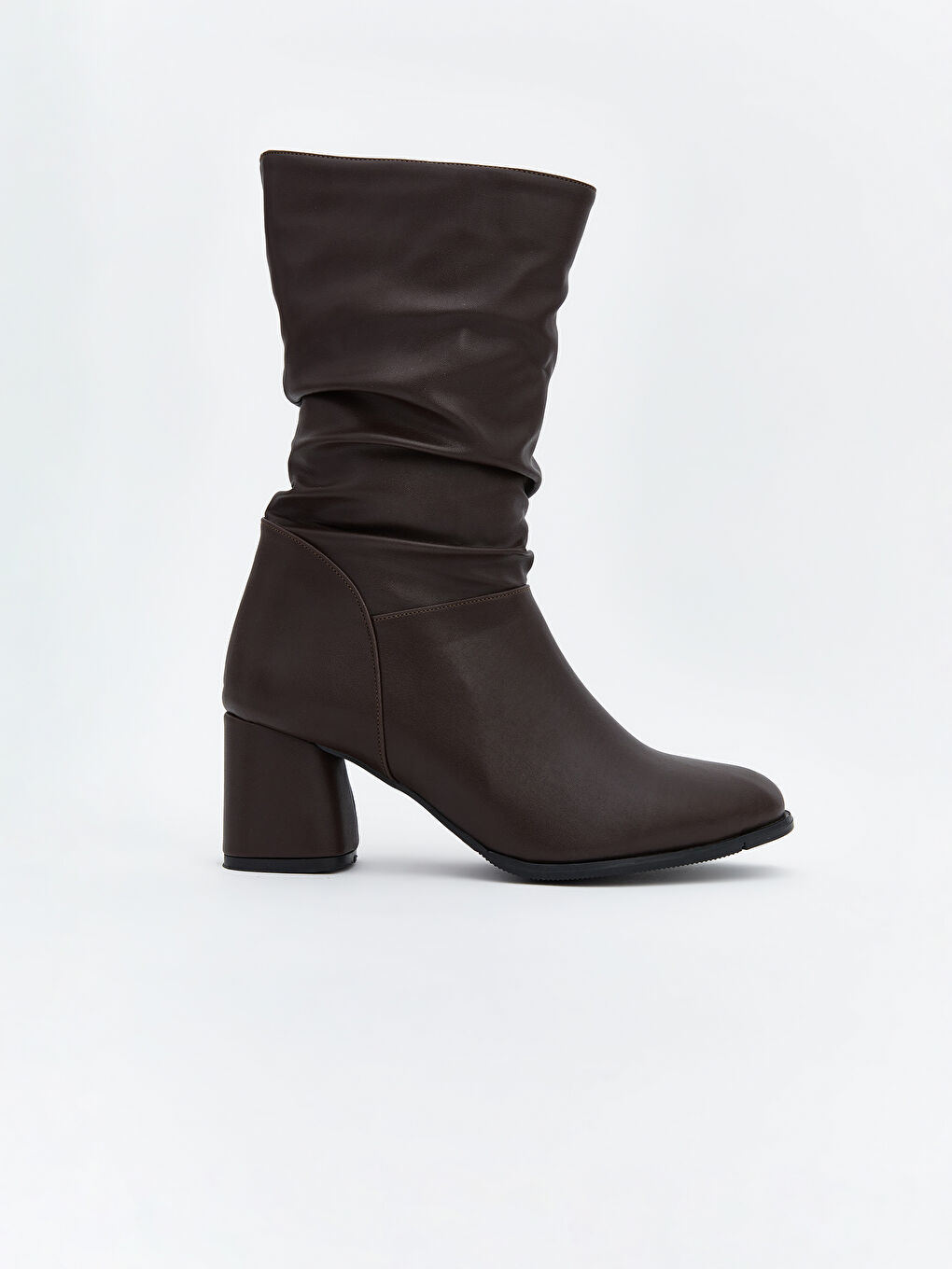 Kahverengi Deri Görünümlü Kadın Çizme-1