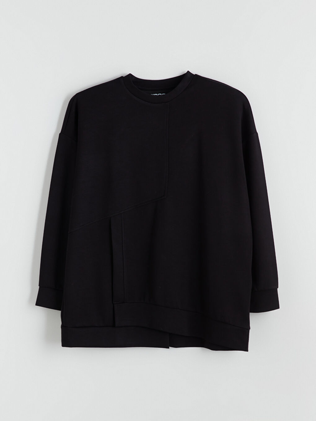 Siyah Bisiklet Yaka Kadın Sweatshirt-4